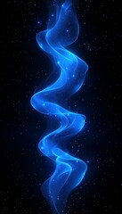 Wall Mural - Abstract Blue Wavy Lines with Dynamic Curves and Subtle Highlights on a Black Background