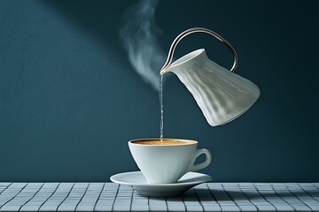 Poster - Pouring Hot Coffee into a Cup