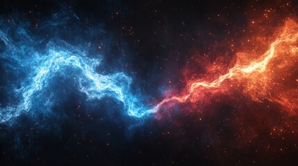 Aufkleber - In a vast expanse of space, vivid blue and orange energy intertwines, creating a mesmerizing display