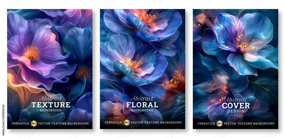 Invitations Abstract Ripple Abstract purple and blue blooming art cover design, wedding invitation ...