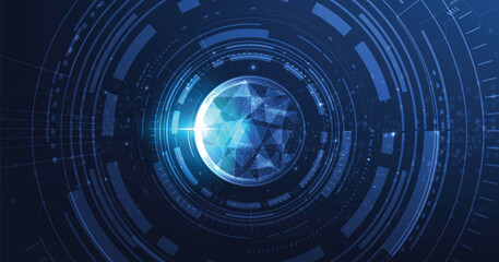 Poster - Circular digital background. Futuristic Circular digital technology background.High-tech circular connection system concept.