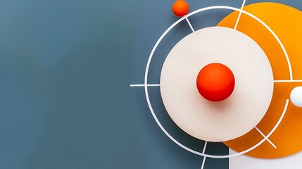 Poster - Abstract Geometric Composition With Spheres On Teal Background
