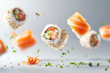 Wall Mural - Salmon Sushi Rolls - A Culinary Delight