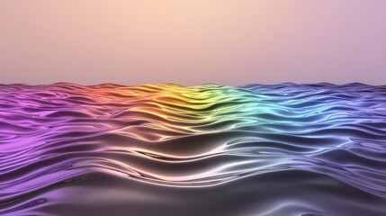Poster - Abstract Iridescent Water Waves With Rainbow Gradient