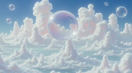 Poster - A sky full of clouds with a large bubble in the middle