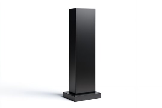 Tall Black Rectangular Stand Mockup Isolated on White Background Ideal for Product Display or Advertisement