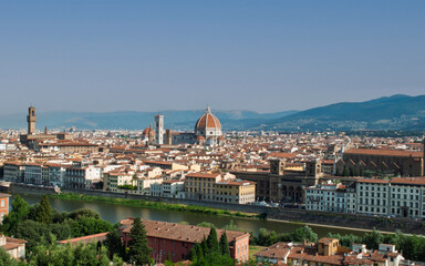 background with the beautiful florence and the dome of the cattedrale santa maria del fiore