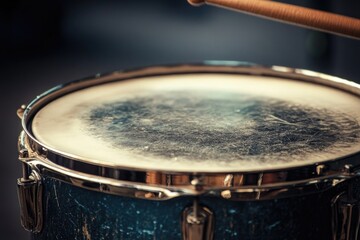 Aufkleber - A close-up shot of a drum with a wooden stick