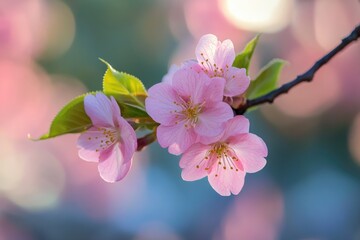 Poster - Close-up of a pink flower on a branch