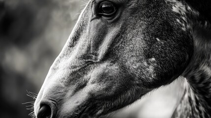 Poster - A close-up shot of a horse's face, blurred background