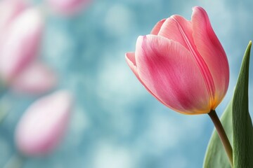 Poster - Close-up of a single pink tulip in a decorative vase