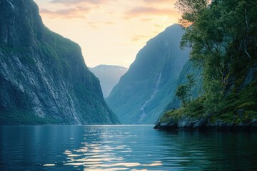 Poster - A serene lake surrounded by mountains