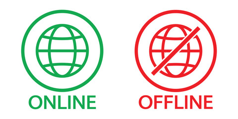 online and offline internet connection vector icon. connect or disconnect internet vector icon. globe icon with good signal and no signal. vector illustration on transparent background