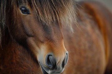Poster - A detailed view of a horse's facial features with a blurred background