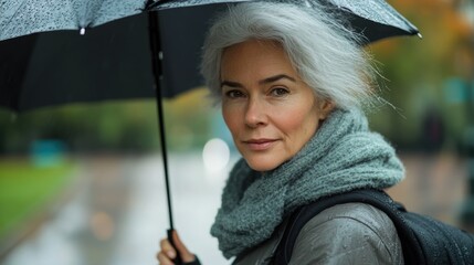 Poster - A person carrying an umbrella on a rainy day