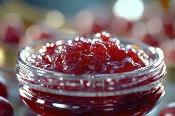 Poster - A decorative glass bowl filled with fresh cherries sits atop a table, perfect for serving or displaying