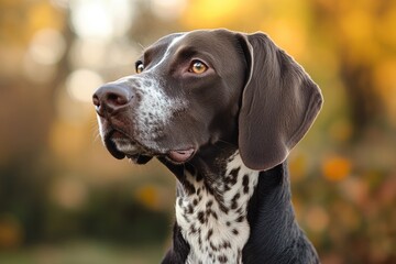 Poster - Close-up shot of a dog's face surrounded by trees, perfect for pet-related content or outdoor-themed designs