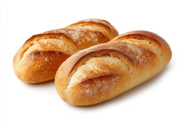 Poster - Freshly baked loaves of bread on a clean white surface