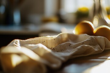 Poster - A kitchen counter with a clean cloth on top