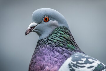 Poster - A close-up shot of a pigeon with distinctive orange-colored eyes