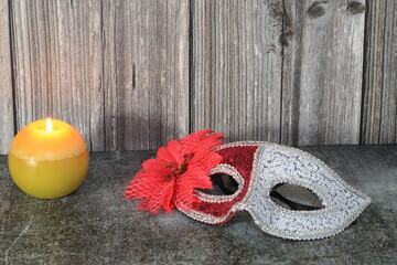 carnival mask on wooden background