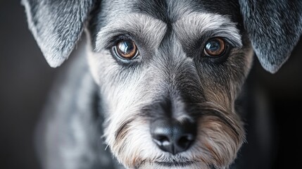 Wall Mural - Close-up shot of a dog's face with big brown eyes