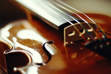 Poster - A close-up view of a violin's strings