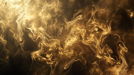 Poster - Abstract digital art of glowing, golden smoke against a dark background.