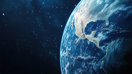 Poster - A view of the Earth from space with stars in the background, perfect for use in astronomy and science-related projects