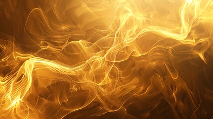 Poster - Abstract digital art of glowing golden smoke against a dark background.