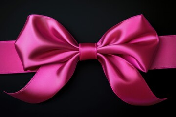 Canvas Print - A bright pink bow tied against a dark black background