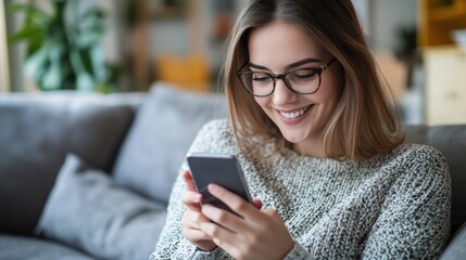 Aufkleber - A person sitting on a couch looking at their mobile device
