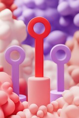 Aufkleber - A colorful stack of pink and purple objects, potentially for decorative or artistic purposes
