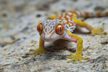 Poster - A close-up view of a reptile perched on a rocky surface