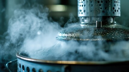 Poster - A steaming pot with steam rising from the top, ready for use