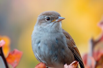 Sticker - A small bird perched on the edge of a tree branch, looking out into the distance