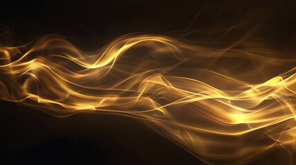 Poster - Abstract background of glowing golden smoke against a black background.