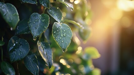 Poster - Close-up shot of a plant with water droplets, suitable for nature or science illustrations