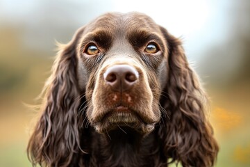 Poster - A close-up shot of a dog's face with a blurred background