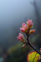 Poster - A close-up view of a plant's leaves with water droplets on them, great for use in still life or nature-themed designs