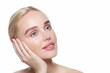 © Elena - Beautiful woman with clean fresh skin on white background, spa or beauty salon skincare concept