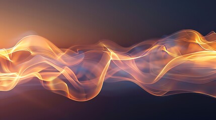 Poster - Abstract, swirling, glowing orange light, like smoke, on a dark background.