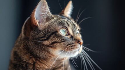 Poster - A close-up view of a curious cat looking upwards