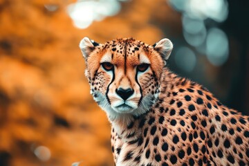Poster - A close-up shot of a cheetah looking directly at the camera, with its eyes and whiskers prominent