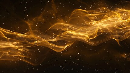 Poster - Abstract digital art of glowing, golden smoke against a dark background.