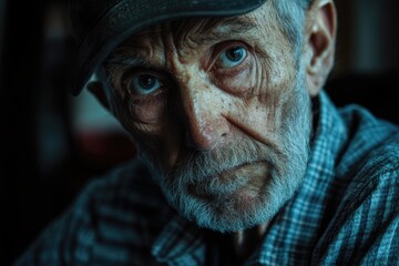 Aufkleber - A close-up shot of a person wearing a hat, suitable for use in portraits or fashion photography