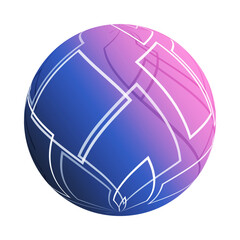 Poster - Abstract Pink and Blue Translucent Patterned Lit Globe Clipart Design with Intersecting White Squares, Grid of Overlapping Rectangular Outlines - Vector Template Isolated on White Background