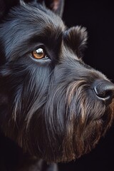Poster - A close-up shot of a dog's face on a black background