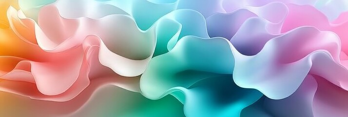 Poster - dreamy pastel abstract 3d render of flowing, organic shapes in a serene color palette