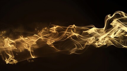 Poster - Abstract digital art of glowing, golden smoke against a dark background.